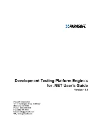 Development Testing Platform Engines for .NET User’S Guide Version 10.3