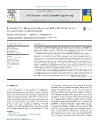 Estimation of Rocking and Torsion Associated with Surface Waves Extracted from Recorded Motions