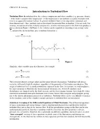 Introduction to Turbulent Flow