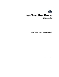 Owncloud User Manual Release 5.0