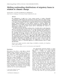 Shifting Nonbreeding Distributions of Migratory Fauna in Relation to Climatic Change
