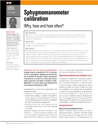 Sphygmomanometer Calibration Why, How and How Often?