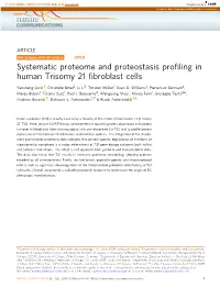 Systematic Proteome and Proteostasis Profiling in Human Trisomy