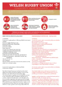 Wru Status Update 03/06/2020 Diweddariad Statws Urc - 03/06/2020