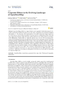 Corporate Editors in the Evolving Landscape of Openstreetmap