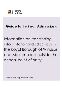 Guide to In-Year Admissions Information on Transferring Into A