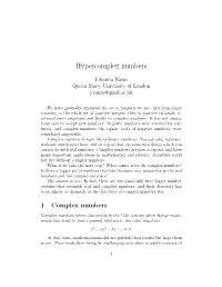 Hypercomplex Numbers
