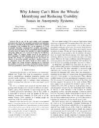 Identifying and Reducing Usability Issues in Anonymity Systems