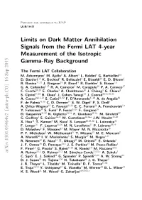 Limits on Dark Matter Annihilation Signals from the Fermi LAT 4-Year Measurement of the Isotropic Gamma-Ray Background