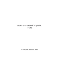 Manual for Complex Litigation, Fourth