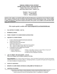Agenda Items When the Board Considers Them