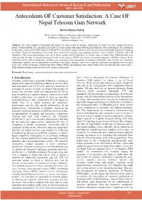 Antecedents of Customer Satisfaction: a Case of Nepal Telecom Gsm Network