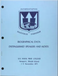 Biographical Data Distinguished Speakers and Hosts