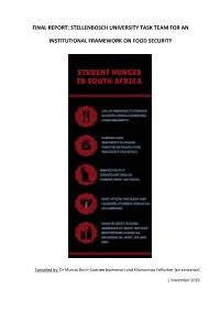 Final Report: Stellenbosch University Task Team for an Institutional Framework on Food Security