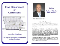 Iowa Department of Corrections Position Listing and Pay Ranges
