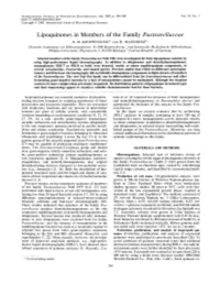 Lipoquinones in Members of the Family Pasteurellaceae R