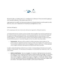 Mascalls Academy Are Seeking Views on an Amendment to Its Admissions Policy for Students Applying to Enter Secondary Education in the Academic Year 2021-22