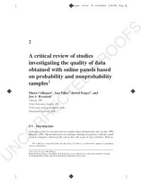 A Critical Review of Studies Investigating the Quality of Data Obtained with Online Panels Based on Probability and Nonprobability Samples1