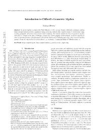 Introduction to Clifford's Geometric Algebra