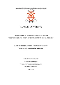 Syllabus for Post Graduate Programme in Music