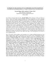 1 Summary of the Fourth Annual Workshop and Open