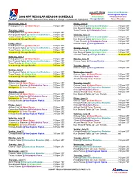 2006 Npf Regular Season Schedule