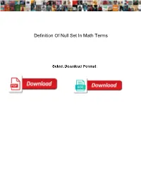 Definition of Null Set in Math Terms