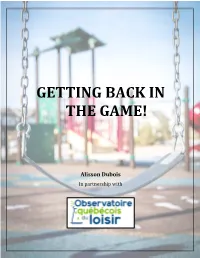 Getting Back in the Game!