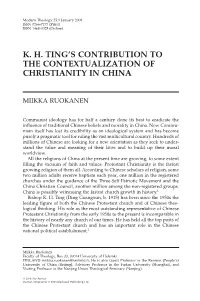 K. H. Ting's Contribution to the Contextualization Of