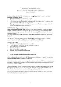 Package Leaflet: Information for the User Abacavir/Lamivudine 600 Mg