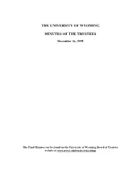 The University of Wyoming Minutes of the Trustees December 16, 1995 Page 4
