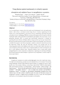 Using Thermo-Optical Nonlinearity to Robustly Separate Absorption and Radiation Losses in Nanophotonic Resonators Mingkang Wang1,2, †, Diego J