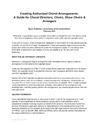 Creating Authorized Choral Arrangements: a Guide for Choral Directors, Choirs, Show Choirs & Arrangers