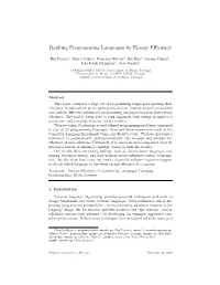 Ranking Programming Languages by Energy Efficiency