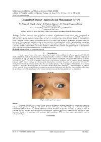 Congenital Cataract- Approach and Management Review