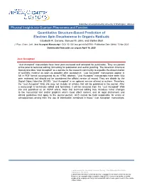 Quantitative Structure-Based Prediction of Electron Spin Decoherence in Organic Radicals Elizabeth R