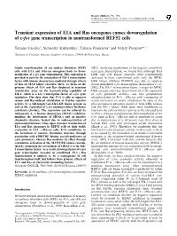 Transient Expression of E1A and Ras Oncogenes Causes Downregulation of C-Fos Gene Transcription in Nontransformed REF52 Cells