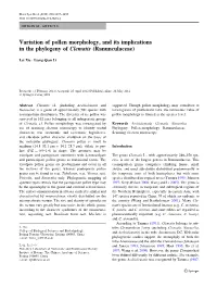 Variation of Pollen Morphology, and Its Implications in the Phylogeny of Clematis (Ranunculaceae)