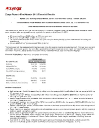 Zynga Reports First Quarter 2012 Financial Results