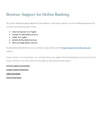 Browser Support for Online Banking