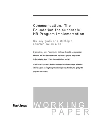 Communication: the Foundation for Successful HR Program Implementation
