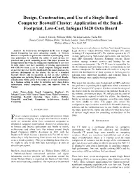 Design, Construction, and Use of a Single Board Computer Beowulf Cluster: Application of the Small- Footprint, Low-Cost, Insignal 5420 Octa Board