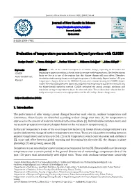 Evaluation of Temperature Parameters in Kayseri Province with CLIGEN