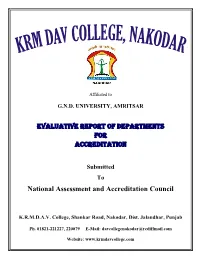Evaluative REPORT of Departments for Accreditation