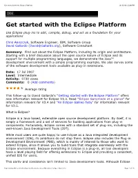 Get Started with the Eclipse Platform 10/13/09 12:00 PM