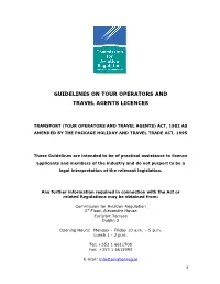 Guidelines on Tour Operators and Travel Agents Licences