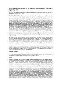 IADIS International Conference on Cognition and Exploratory Learning in Digital Age 2012