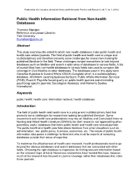 Public Health Information Retrieval from Non-Health Databases