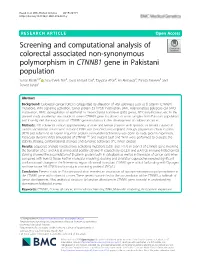 Screening and Computational Analysis of Colorectal Associated Non