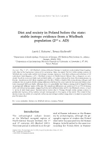 Stable Isotope Evidence from a Wielbark Population (2Nd C. AD)